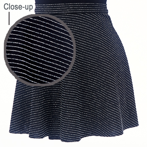 4565SG Ladies Silver Glitter Lines Pull On Skirt - Click Image to Close